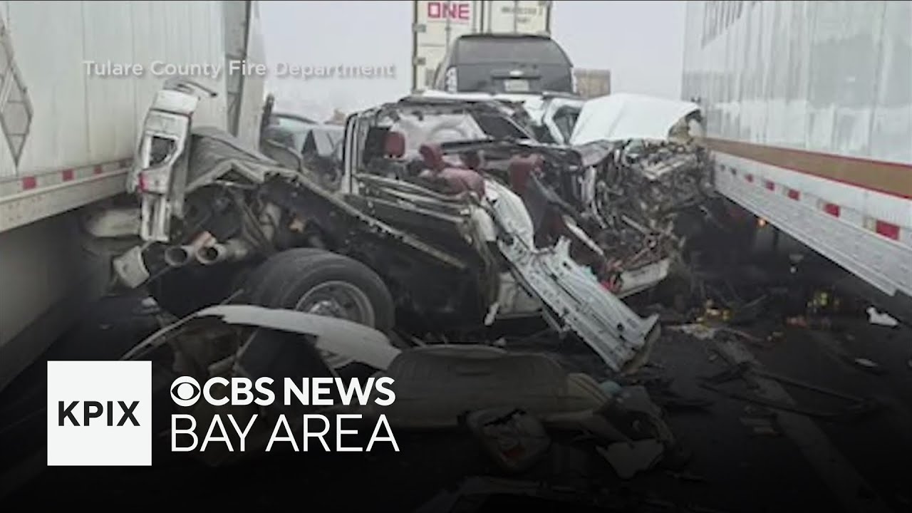 Dozens of vehicles involved in crash in California's Tulare County
