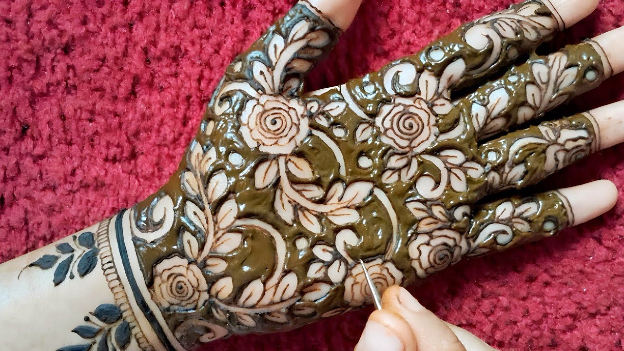 Beautiful Negative Filling Mehndi Design | Simple Mehndi Design Front Hand | Mehndi Design Cutwork 