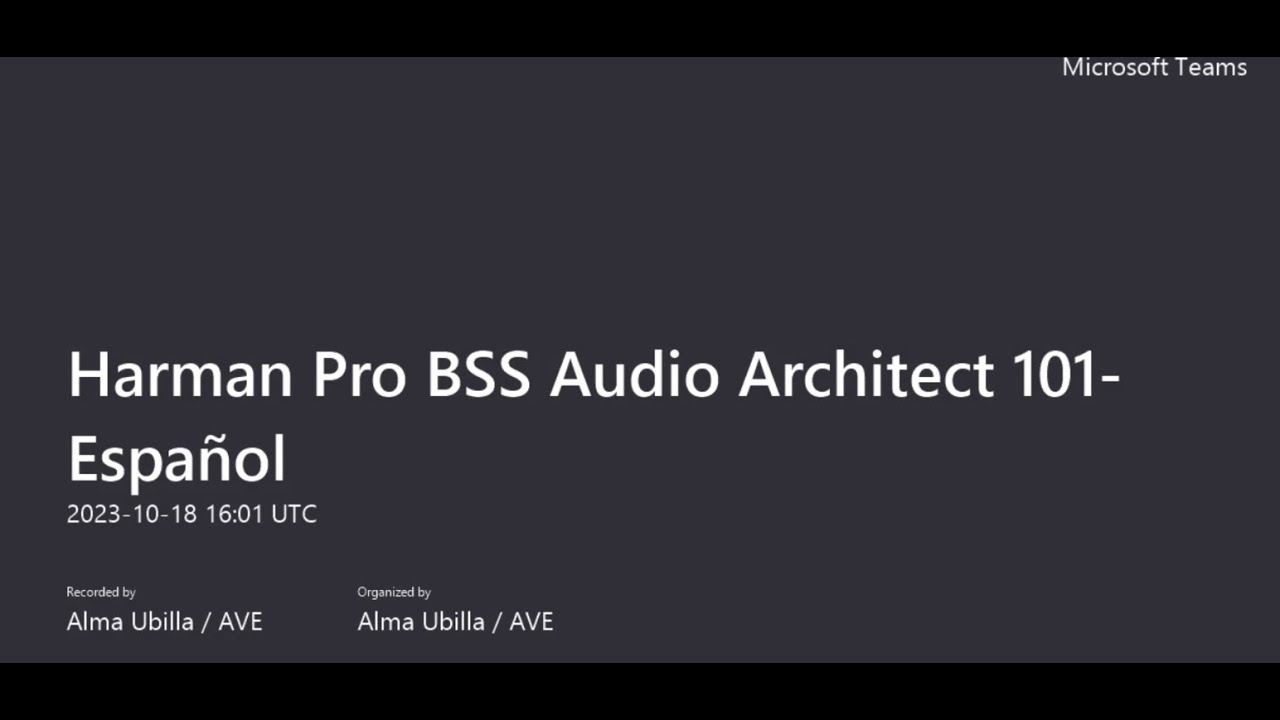 Harman Pro BSS Audio Architect 101 Seminario de Web en Español