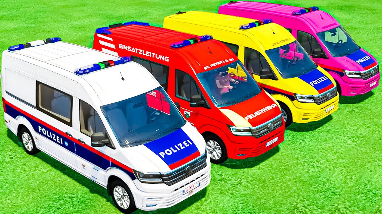TRANSPORTING ALL POLICE DEPARTMENT MINIBUS WITH MAN TRUCKS ! Farming Simulator 22