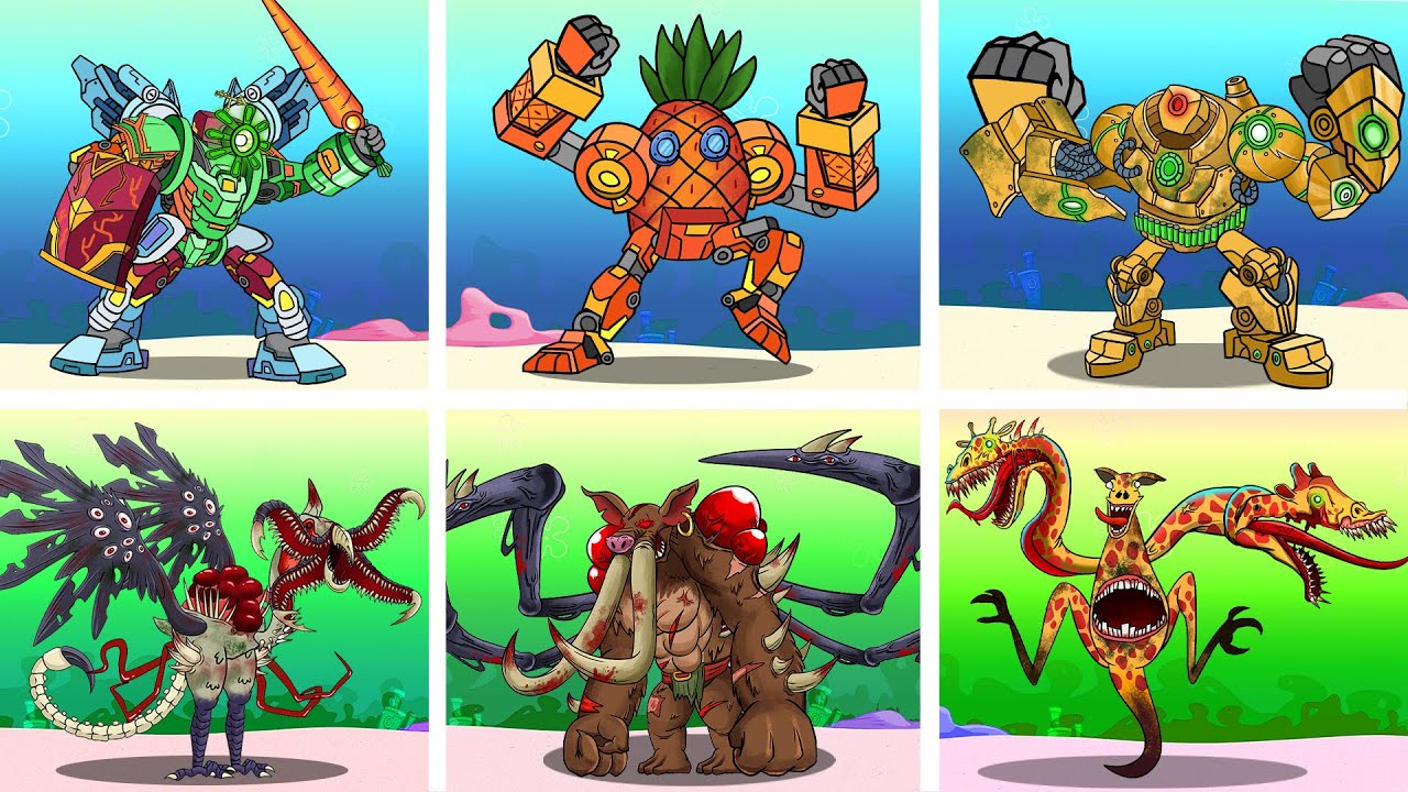 ALL SPONGEBOB TITAN ROBOT Houses vs Zoochosis - Third-Person Screamers |  Zoochosis Animation