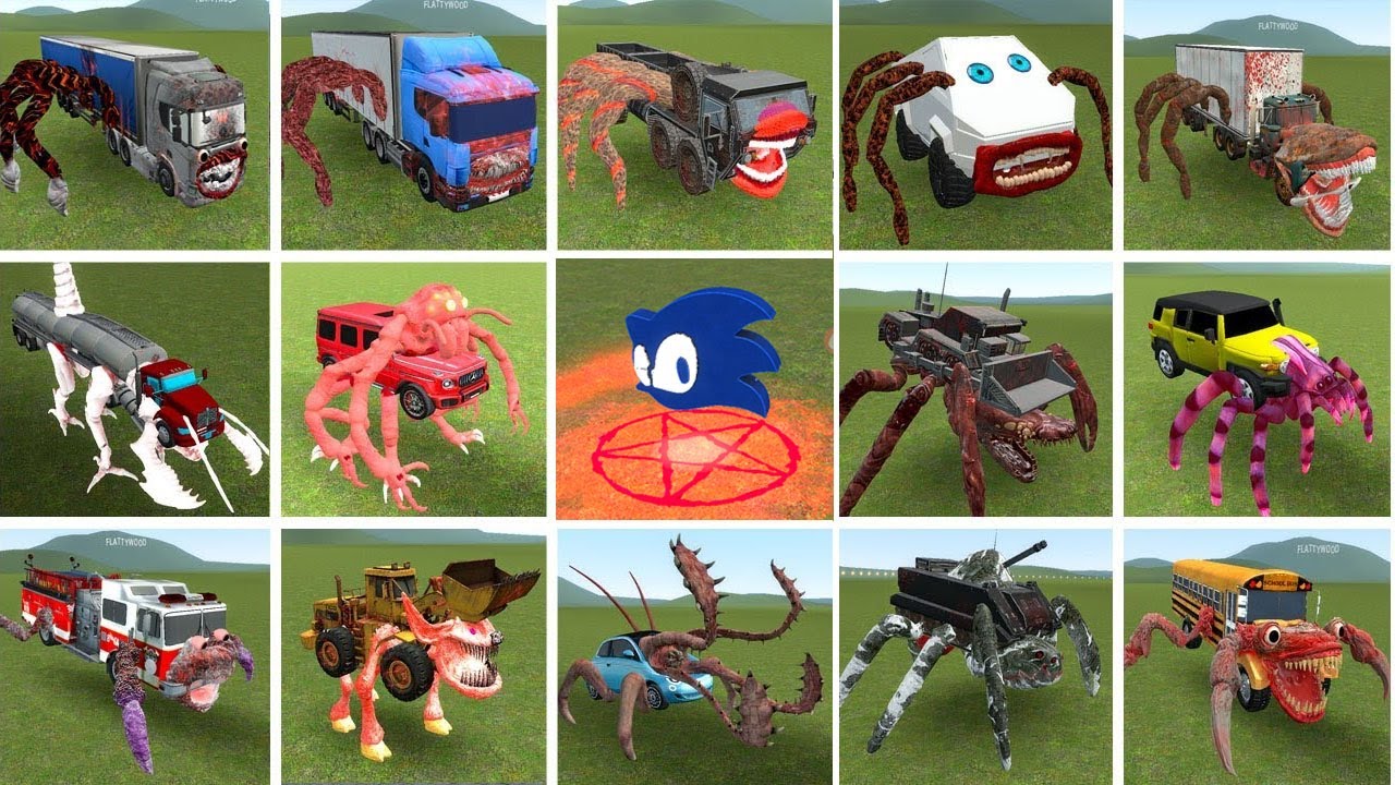 WHICH NEW ALL FULGURODONTE TRUCK TANK,SEMI TRUCK SPIDER,EXCAVATOR EATER MONSTER,..in Garry's Mod!