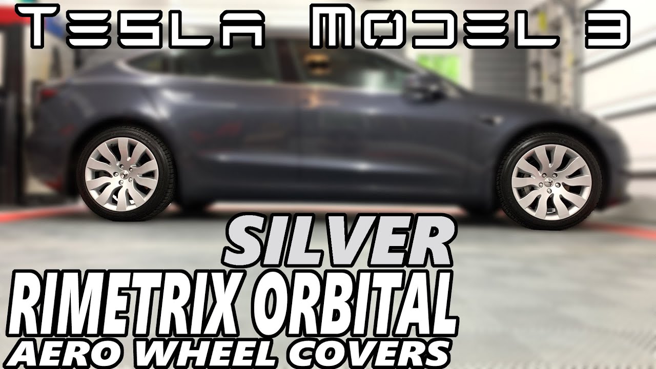 Tesla Model 3 &mdash; серебристые колпаки на колеса Rimetrix Orbital