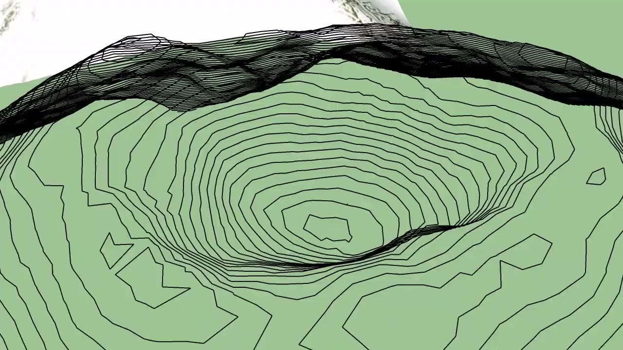 MONTE FUJI, 3D ANIMATION, The crater is approximately 600 feet or 180 meters deep.