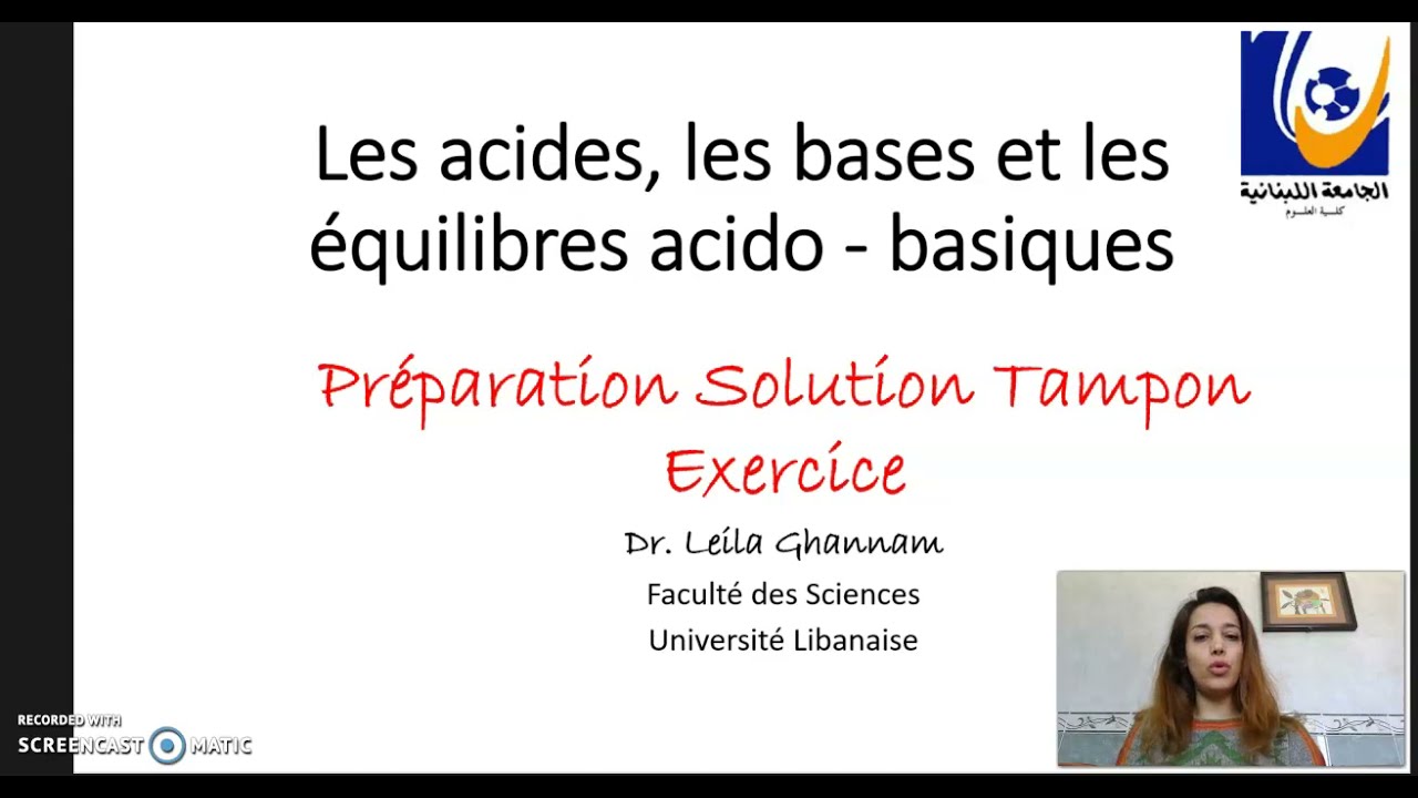 Solution Tampon- Exercice application sur les méthodes de préparation d'une solution Tampon