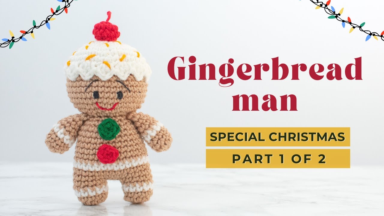 Gingerbread man amigurumi pattern | How to crochet Gingerbread man Christmas ornament pattern PART 1