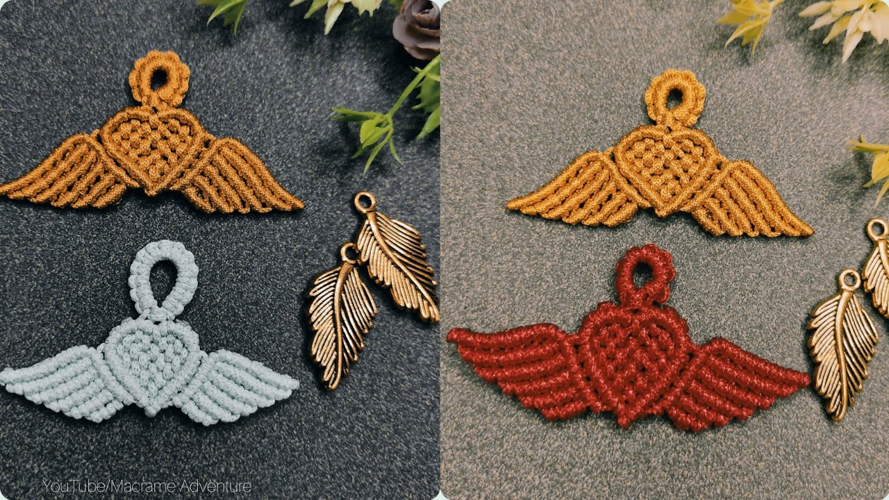 DIY Handmade Macrame Heart with wings
