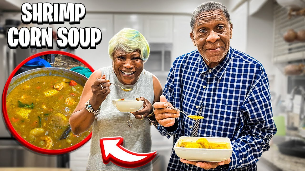 MY HUSBAND MADE JAMAICAN SHRIMP & CORN SOUP FOR ME AND HIS GRAND KIDS * SHOCKING REACTIONS*