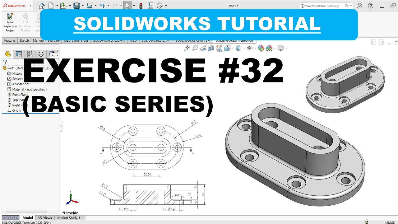 SolidWorks Tutorial: Design an Oval Mounting Flange – Step-by-Step Exercise #32
