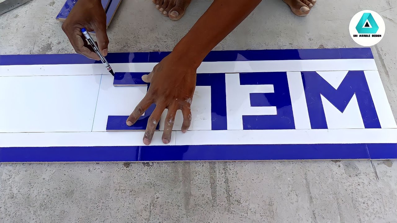How To Make Tile Doormat Welcome Design / Tlie Design With Cutting Full Details