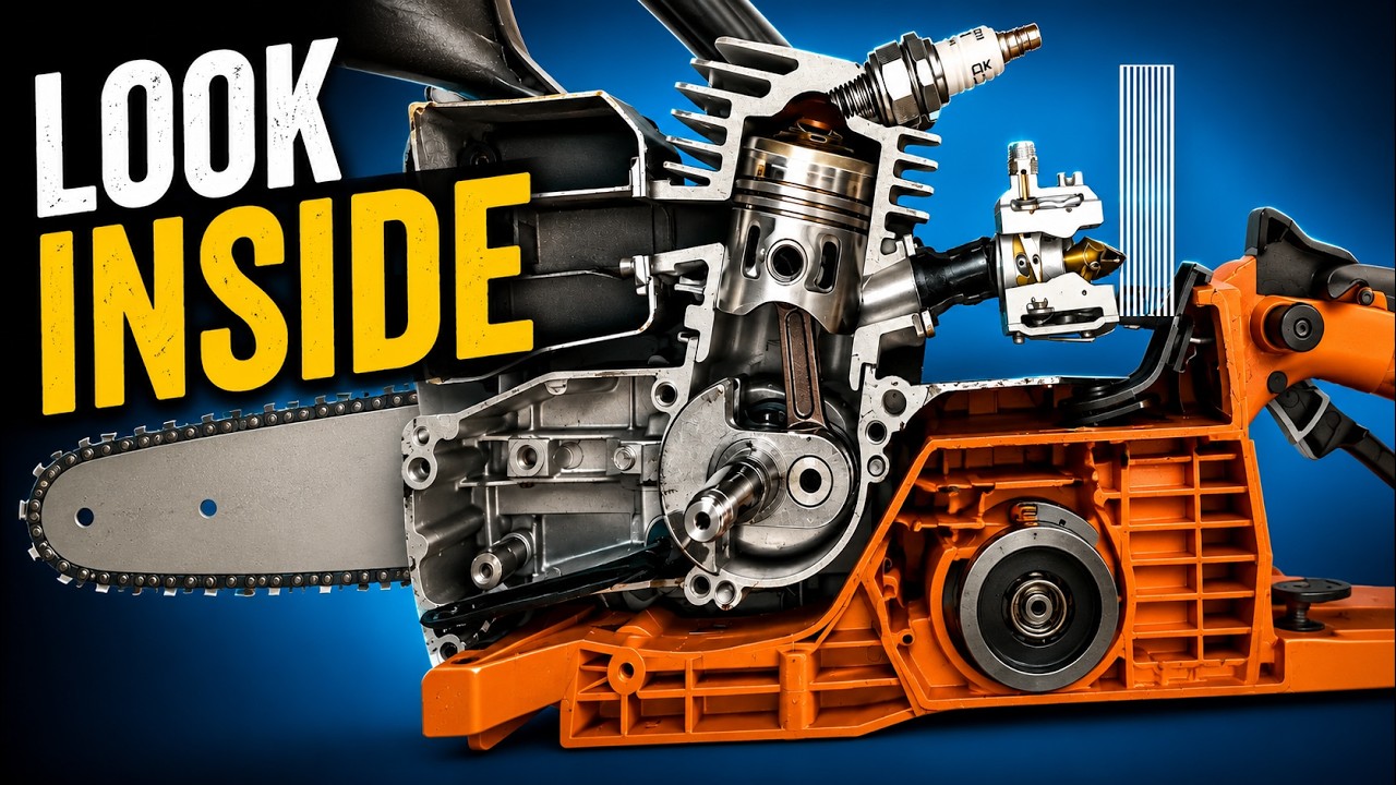 A Unique way Showing How a 2-Stroke Chainsaw Engine Works (Cutaway Chainsaw) (by Craig Kirkman)
