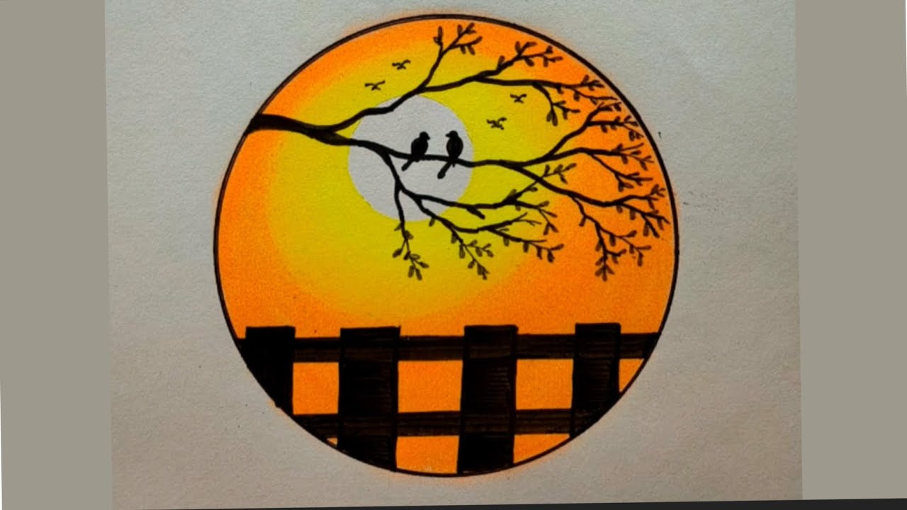 Sunrise Scenery With Birds || Draw A Colorful Sunrise Scenery With Oil Pastel Colour. #art #scenery 