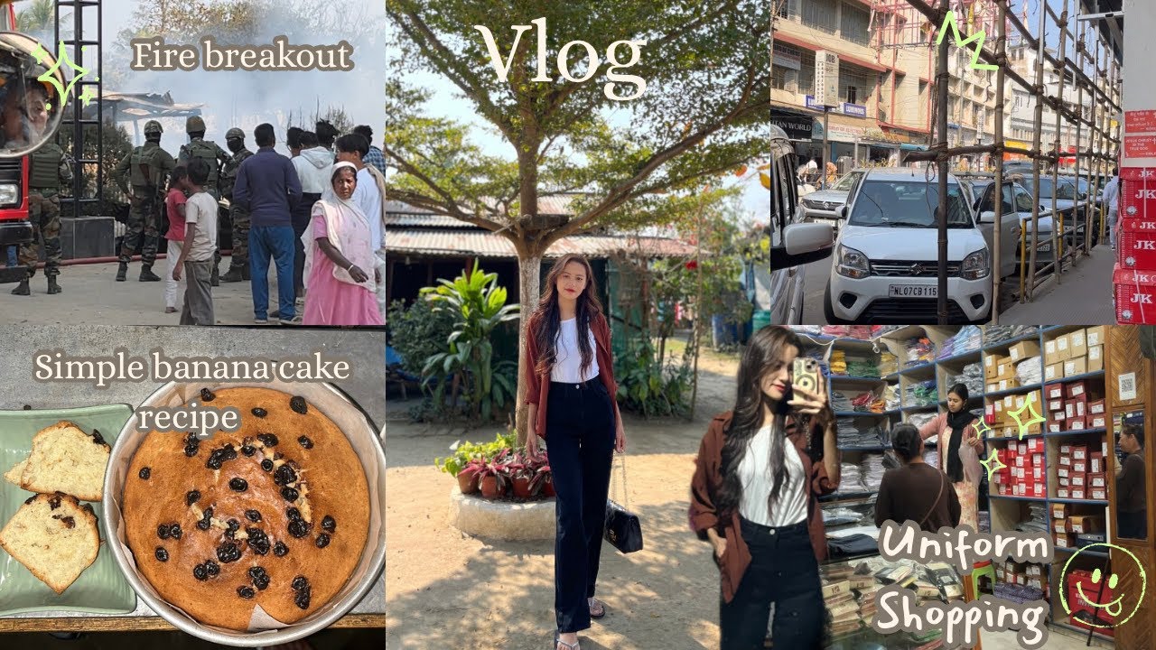 VLOG: Shopping my son uniform🕵️‍♂️/simple banana cake step by step/ fire breakout at our colony 