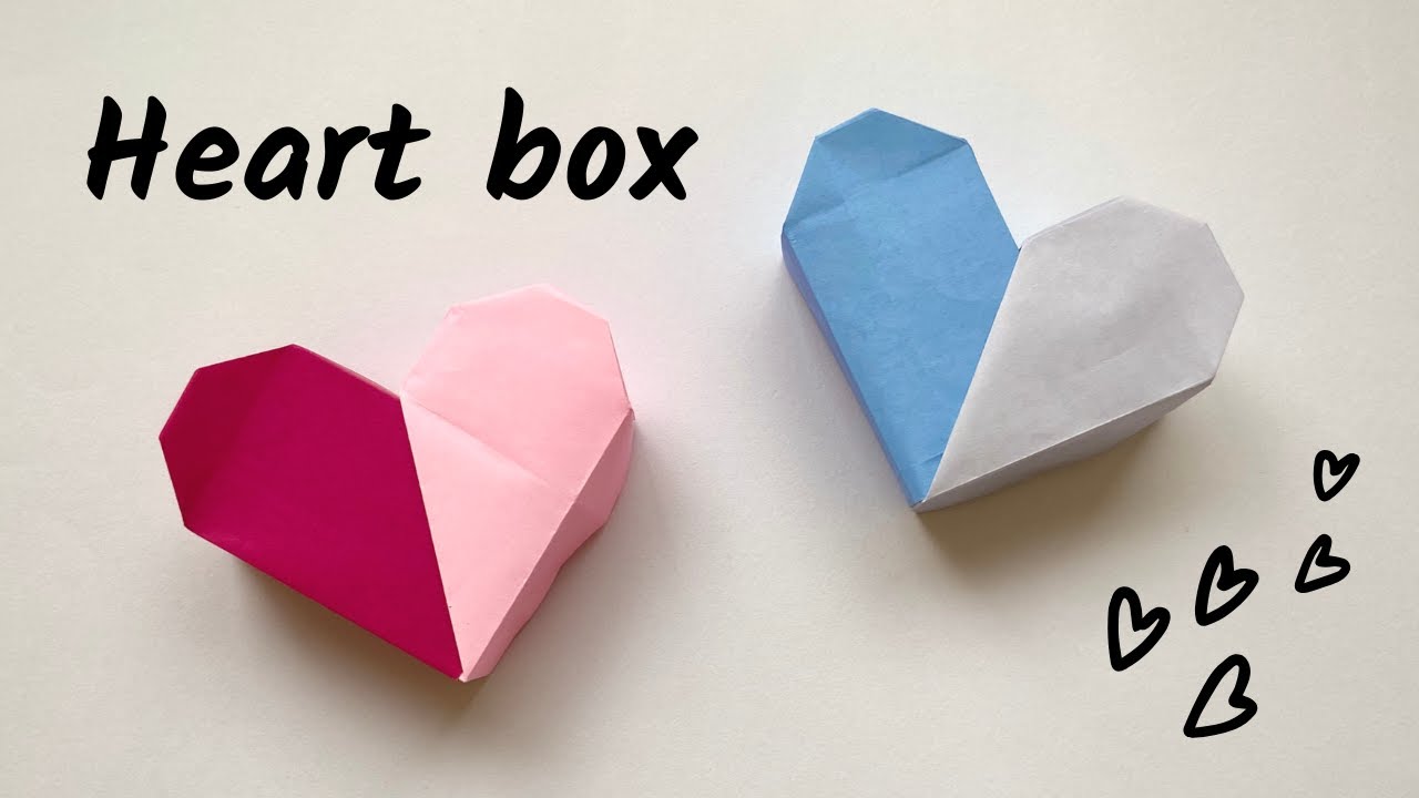 【折り紙の箱】ハートボックス　ふたあり　バレンタイン【超かわいい】／【Origami Box】  Heart box 2【Hyper-Cute】