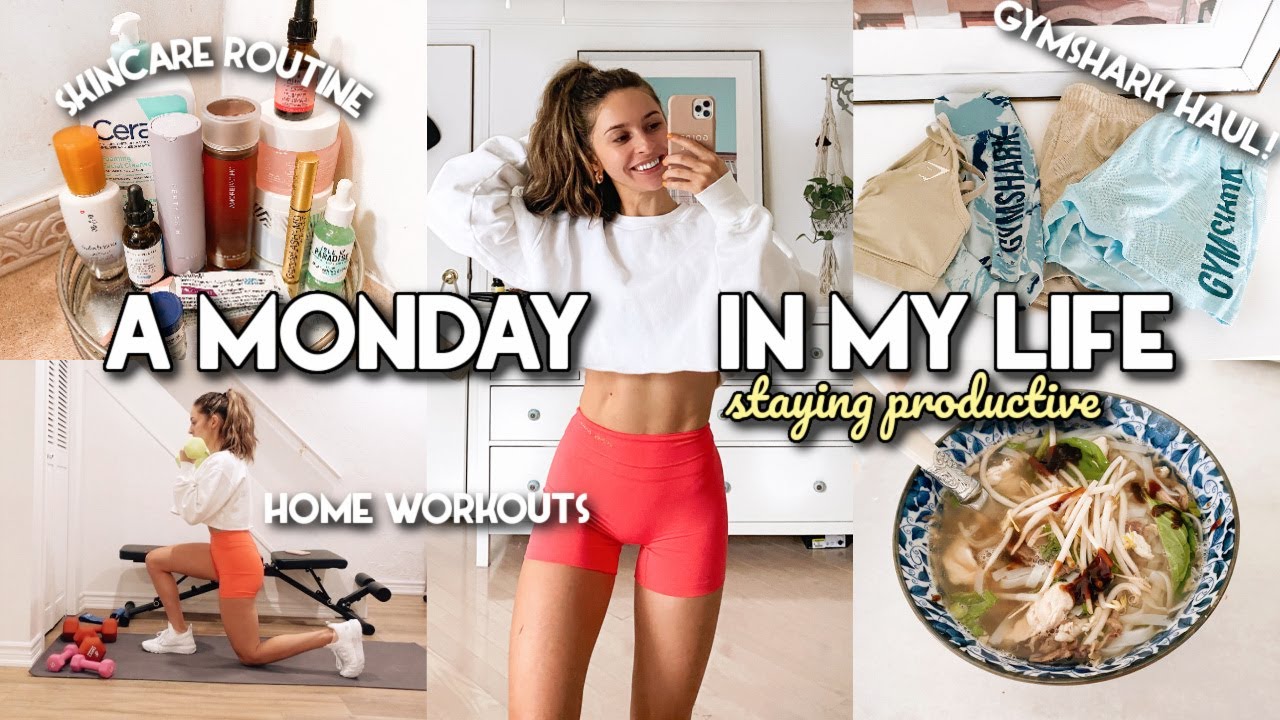 PRODUCTIVE MONDAY, SKINCARE ROUTINE, GYMSHARK HAUL, WORKOUT | Vlog