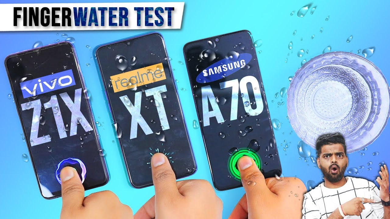 Realme XT vs Vivo Z1x vs Samsung A70 In-Display Fingerprint Sensor Water Test 🌊 पानी में चलेगा?