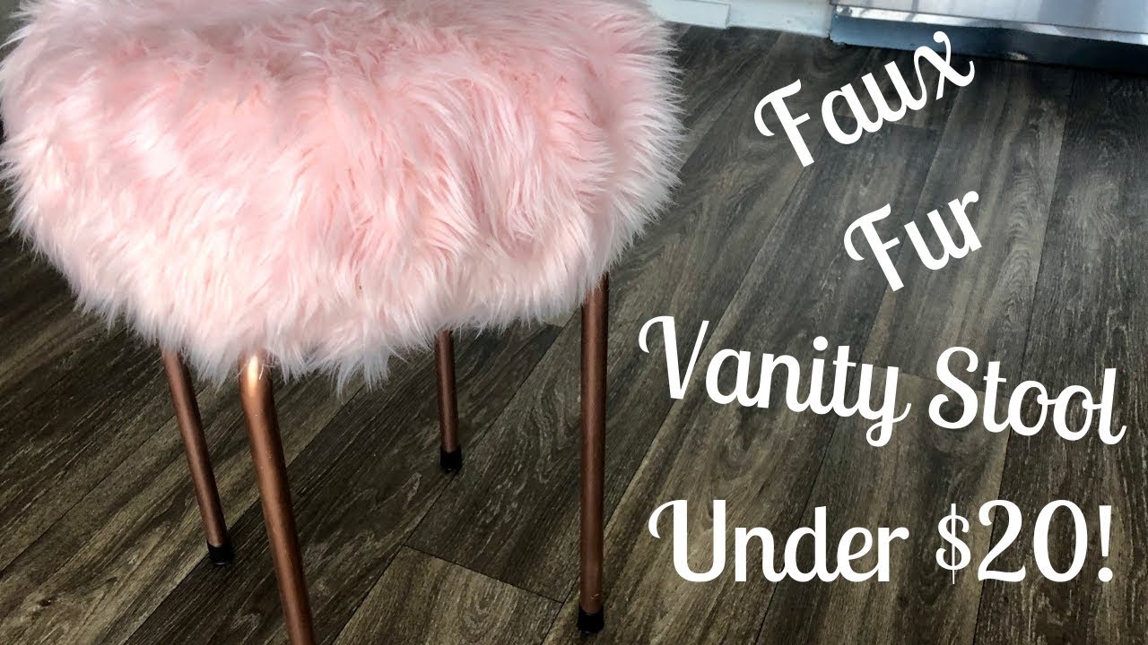 $20 Rose Gold Vanity Stool| DIY Faux fur stool