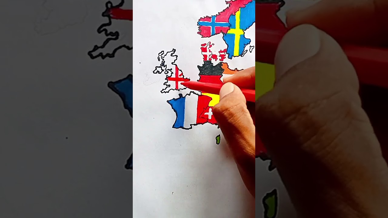 Draw UK 🇬🇧 Flag Map #worldwide #uk #map #flag