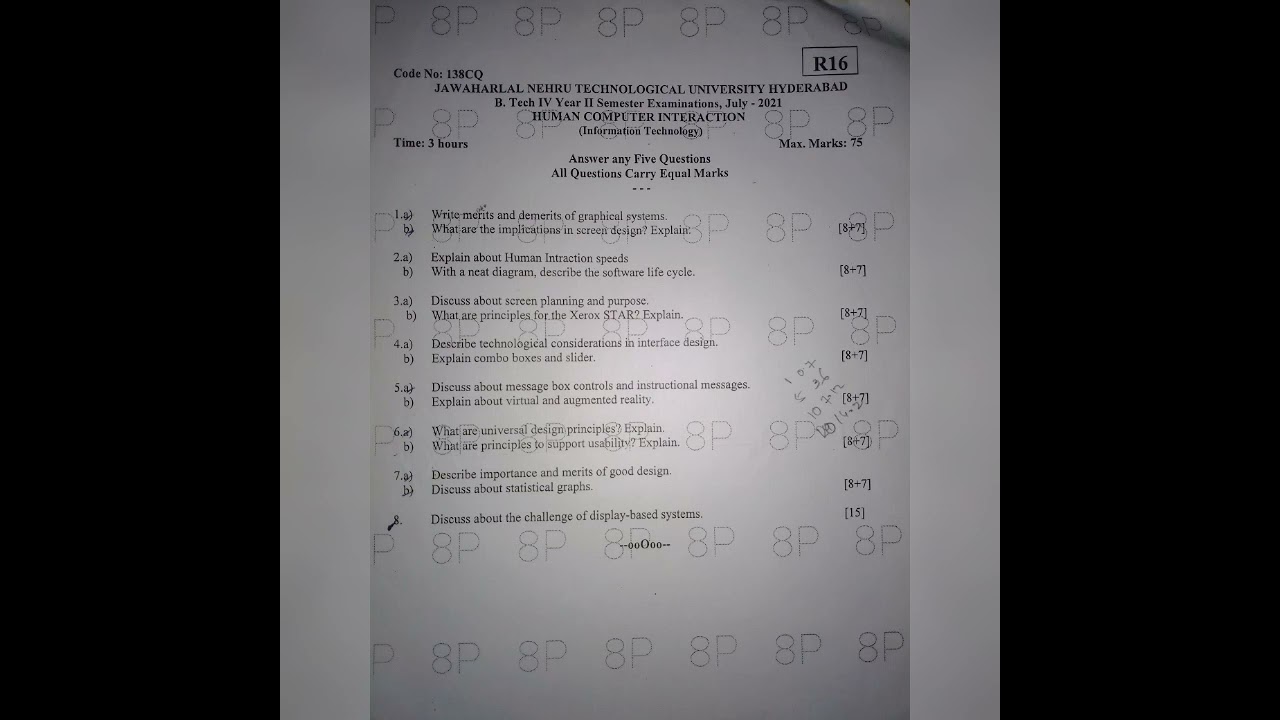 B.tech 4th year 2 semester previous year question papers July 2021#human computer interaction##IT#
