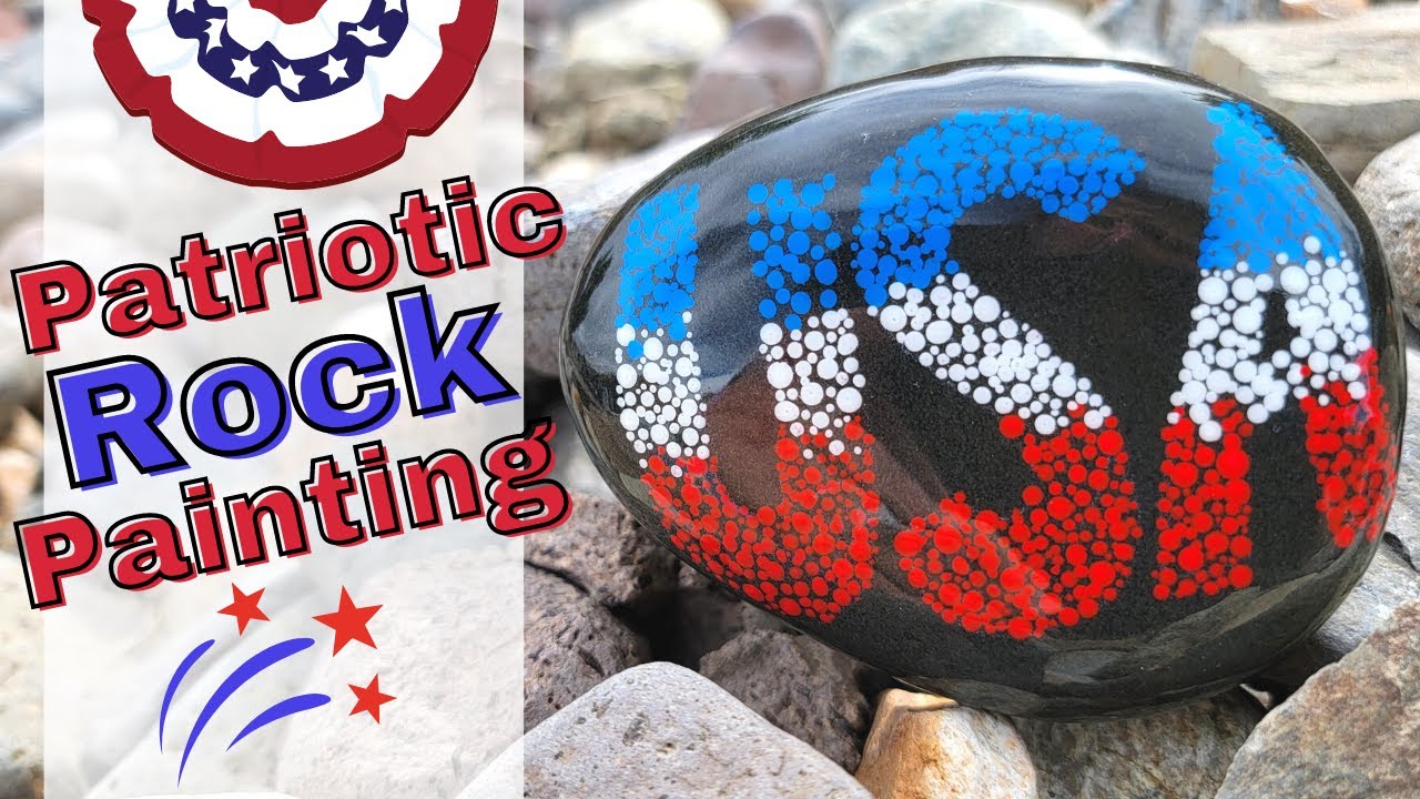 USA Patriotic Rock Painting 🇺🇸