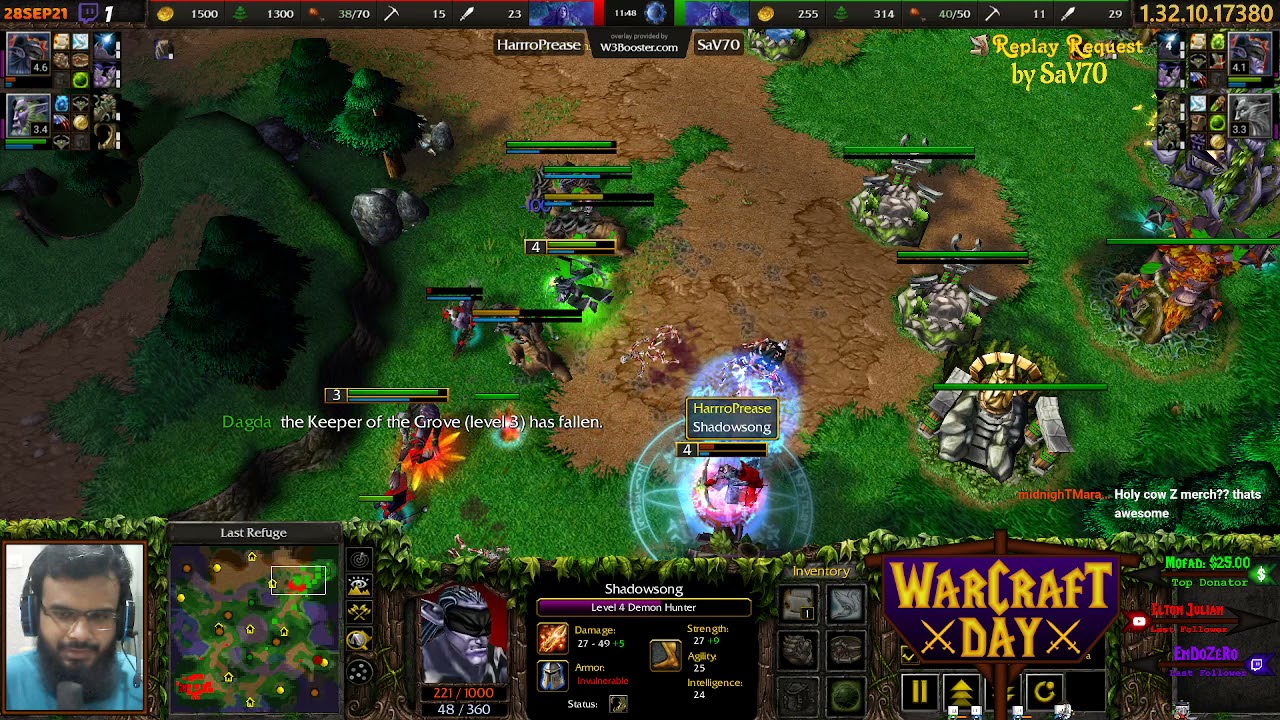 W3RR | SaV70 (Night Elf) vs HarrroPrease (Night Elf) | Last Refuge