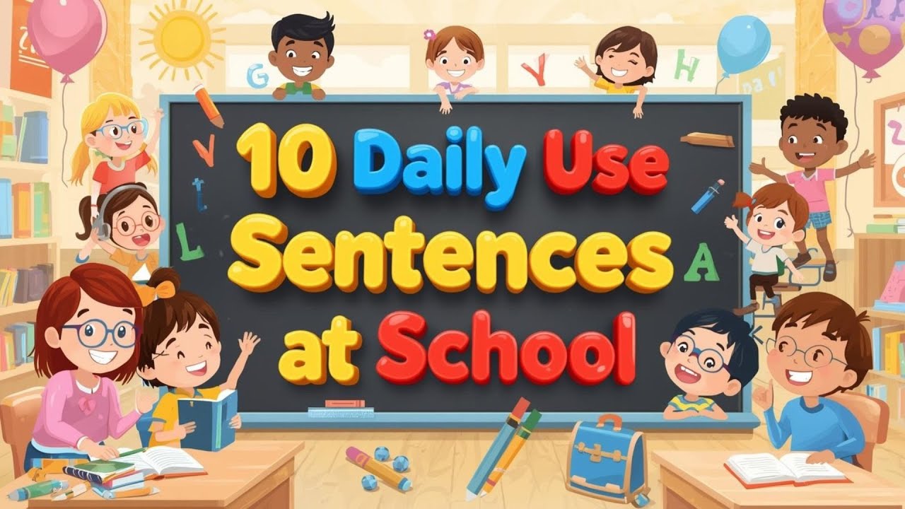 10 Daily Use English Sentences at School | Basic English for kids | Spoken English for Kids 