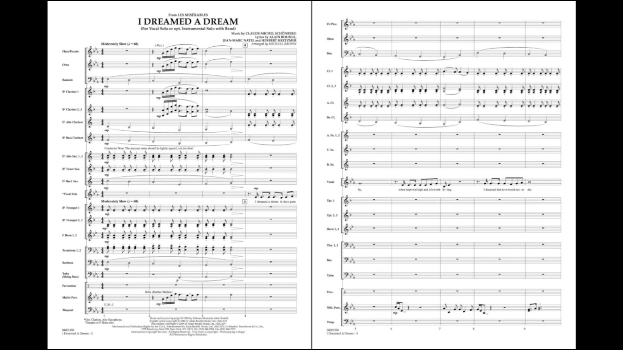I Dreamed a Dream arranged by Michael Brown