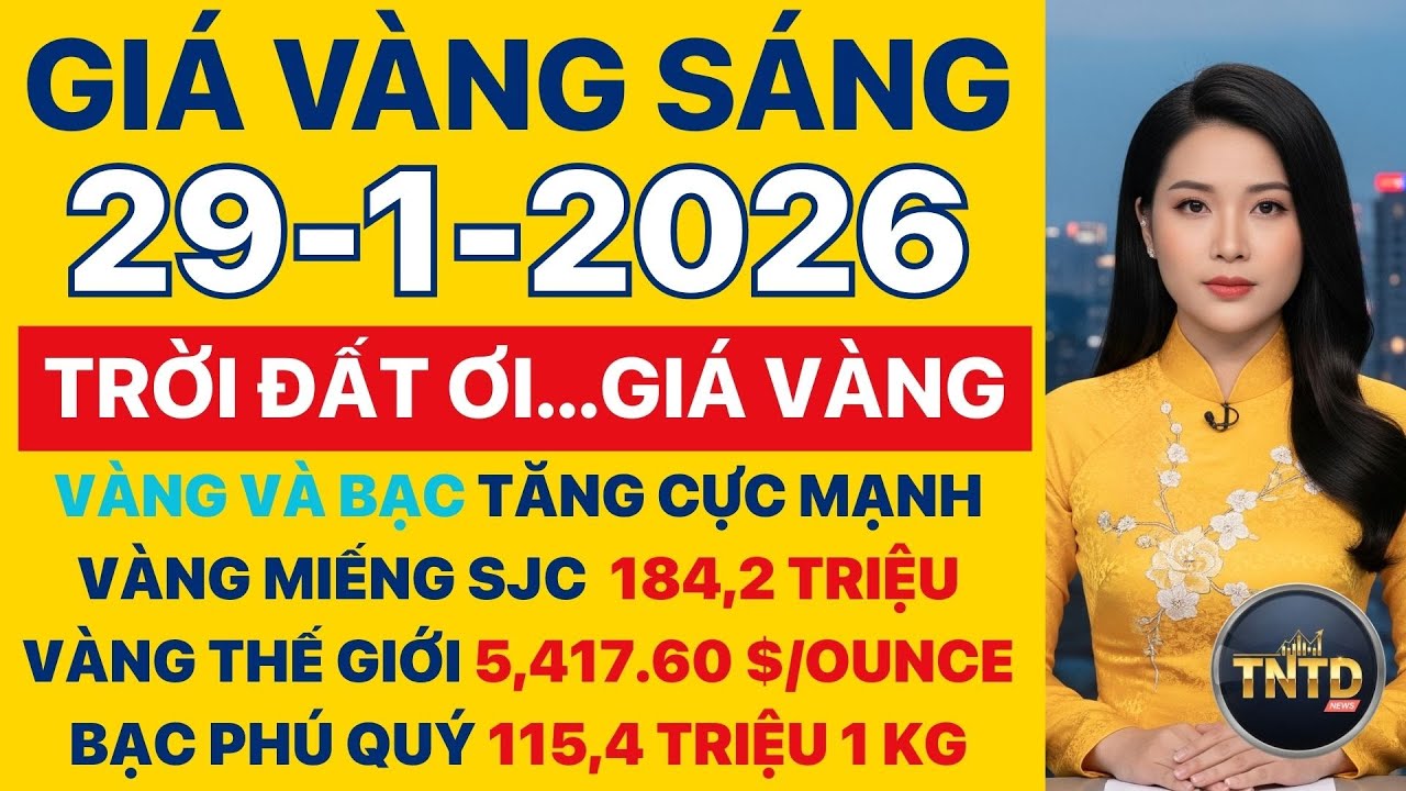 Giá vàng hôm nay | Sáng Ngày 29/1/2026 | GIá vàng thế giới, trong nước, giá bạc, ngoại tệ, Bitcoin.