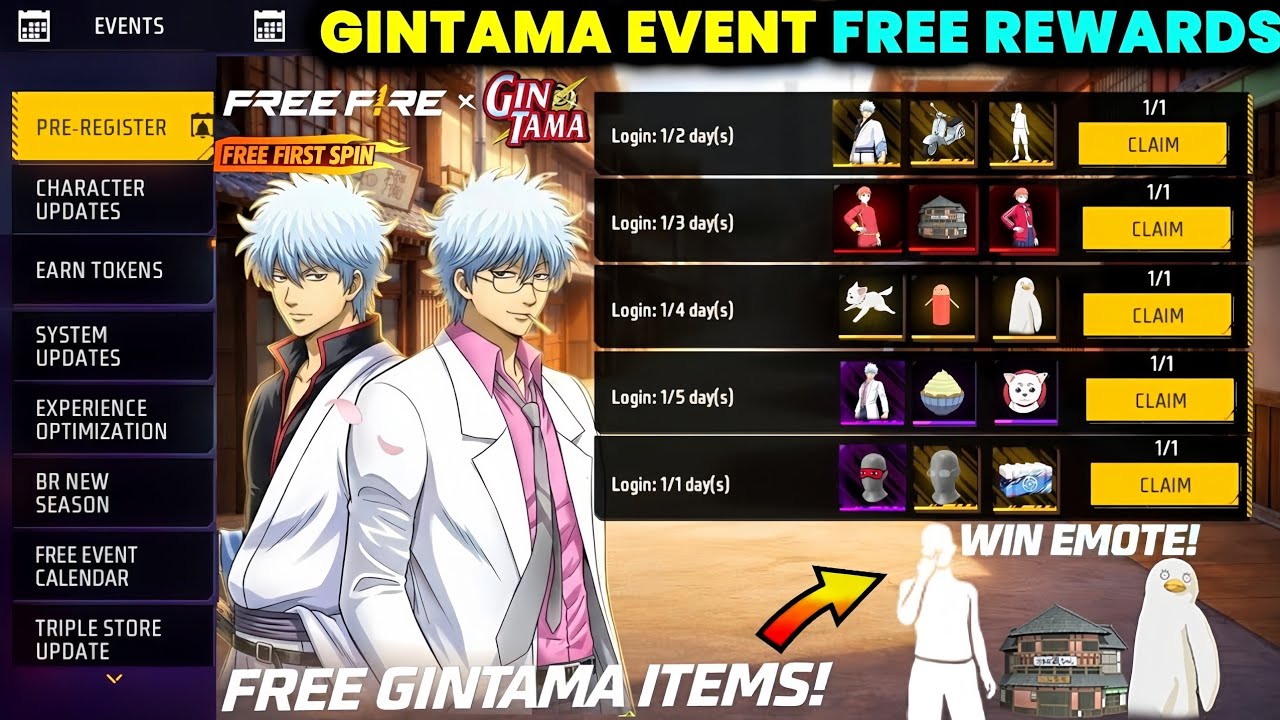 Gintama Collab All Free Rewards 🤯 In Telugu | Gintama Event Free Rewards | Next Evo Vault| FF Events
