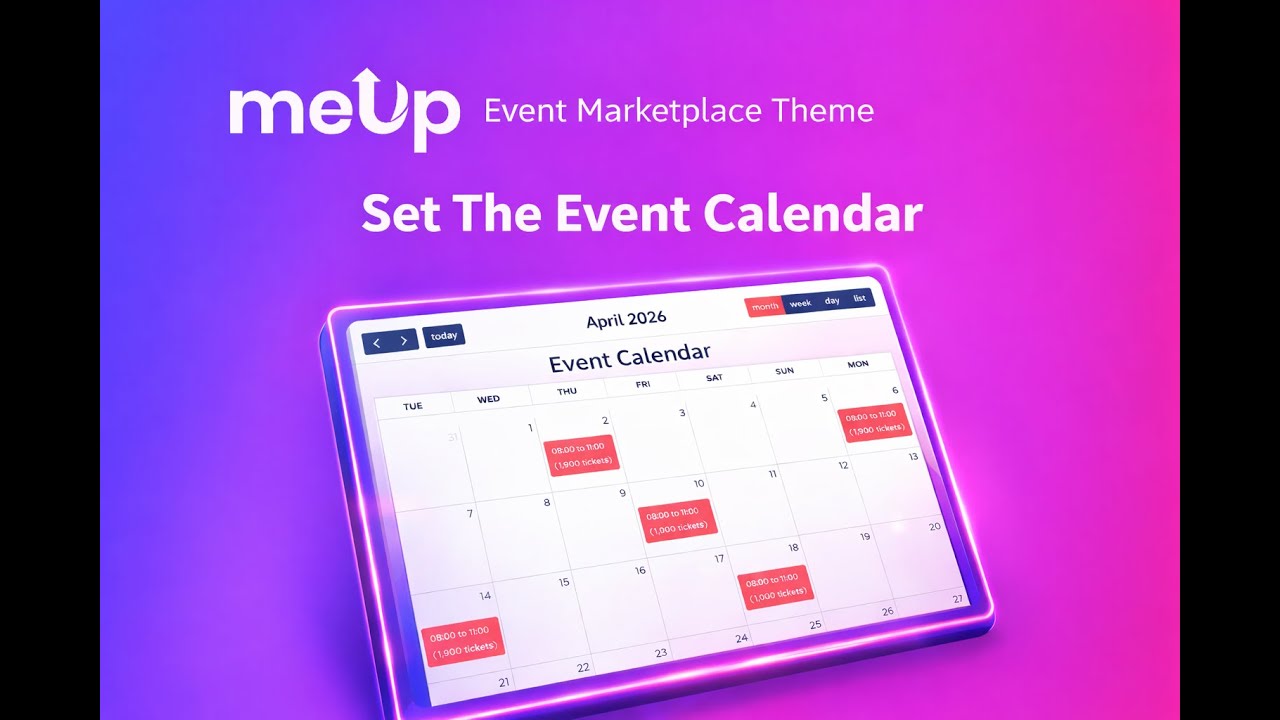 [Quick View] Set The Event Calendar  in Meup Event Marketplace Theme