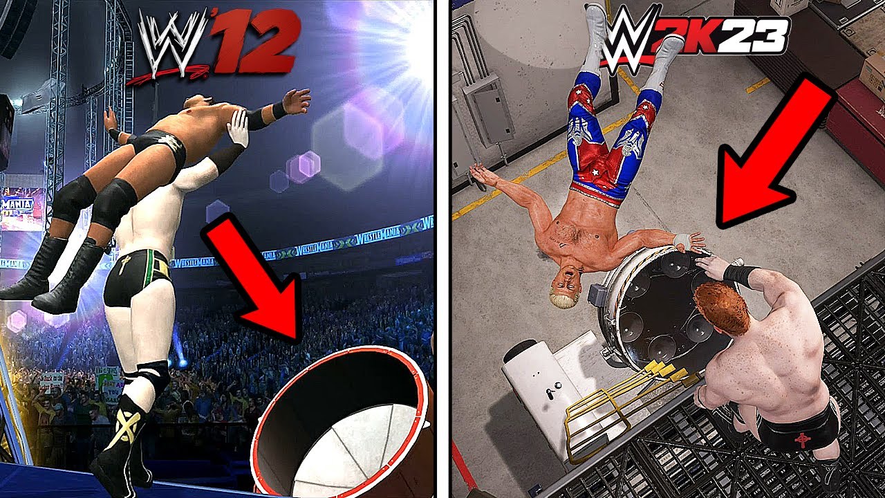 Лучшие экстремальные ФИНИШЕРЫ в WWE 12 против WWE 2K23 !!!