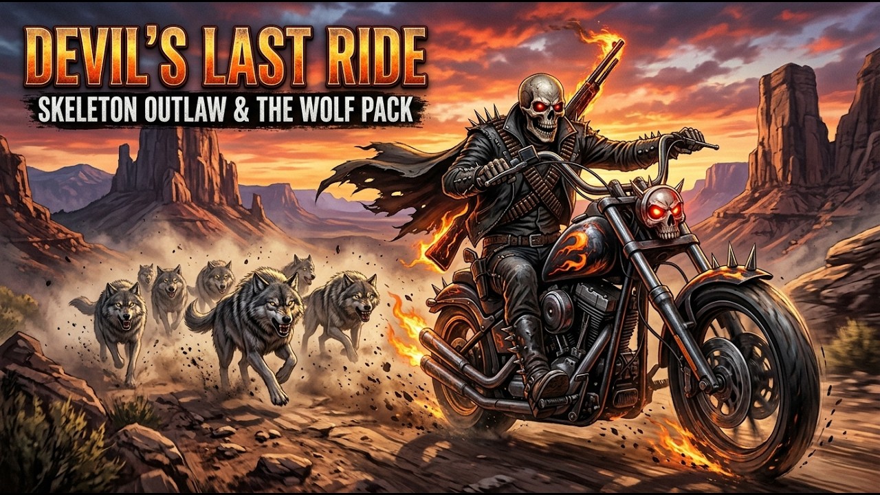 Devil’s Last Ride 🔥 Skeleton Outlaw and the Wolf Pack #darkcountry