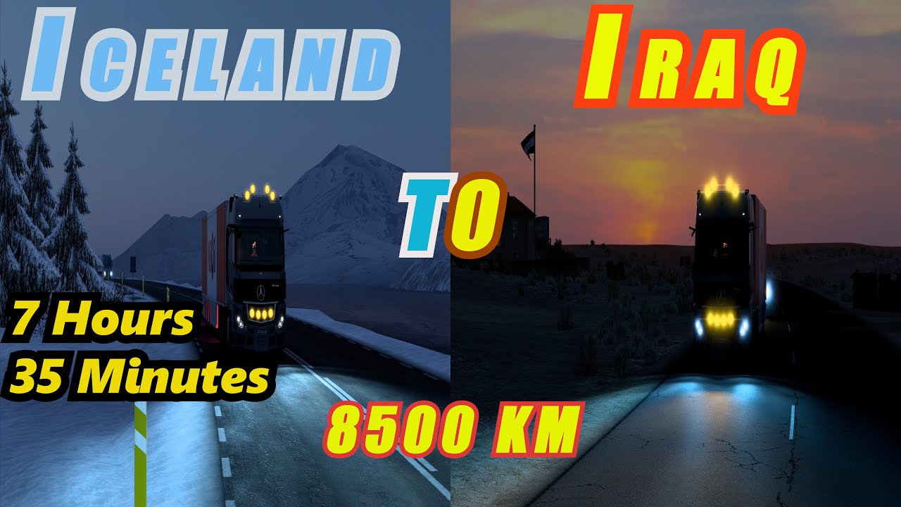 ETS2 Самая долгая доставка из Исландии в Ирак (Promods и Roextended) Промежуток времени #ets2