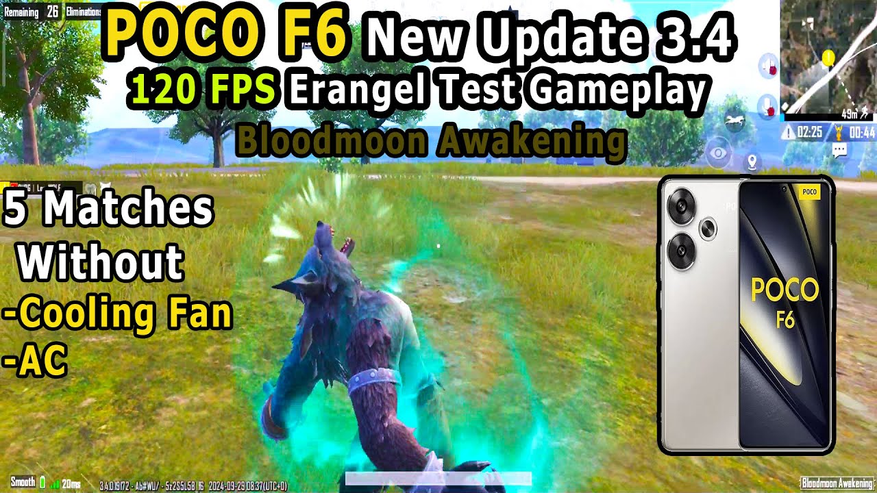 POCO F6 PUBG Mobile New Update 3.4 Bloodmoon Awakening 120 Fps Erangel Gameplay Without CF FPS Meter