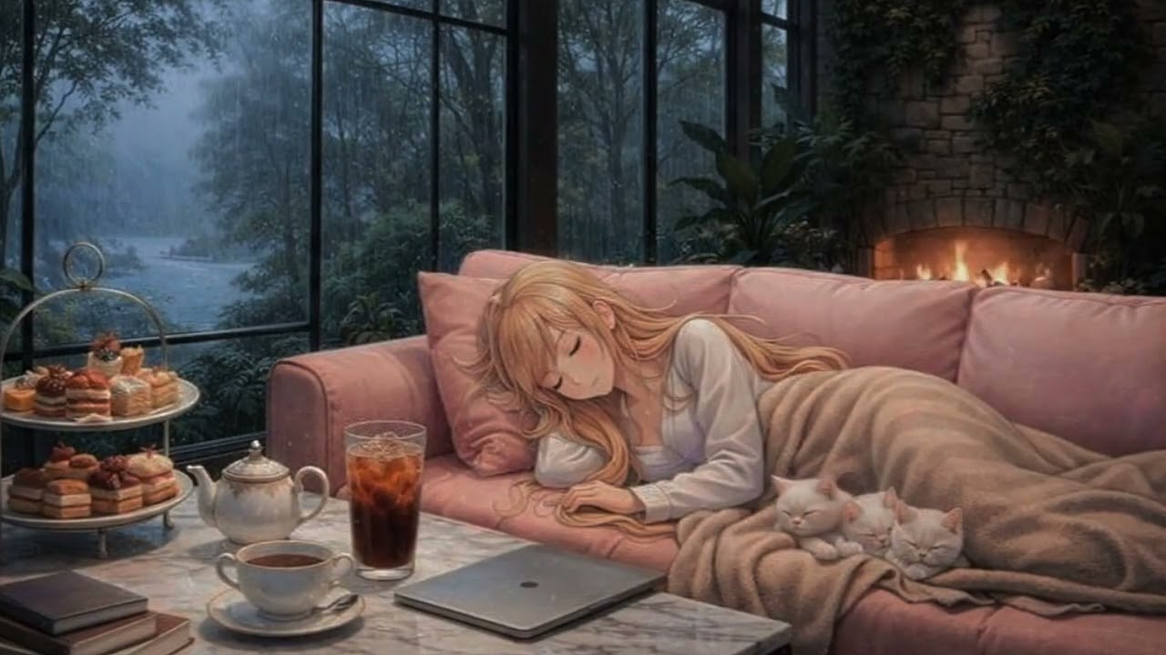 [ASMR] 🌧️🏰🐱 Rumah Mewah dengan Suara Hujan 3 Jam  Tidur Nyenyak, Belajar, Fokus