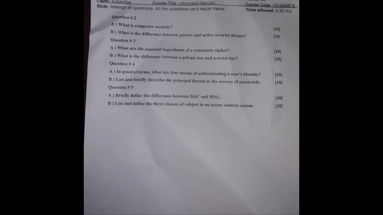 #GCUF past paper of information security 2023.GCUF past paper of information security 2023 8th sem
