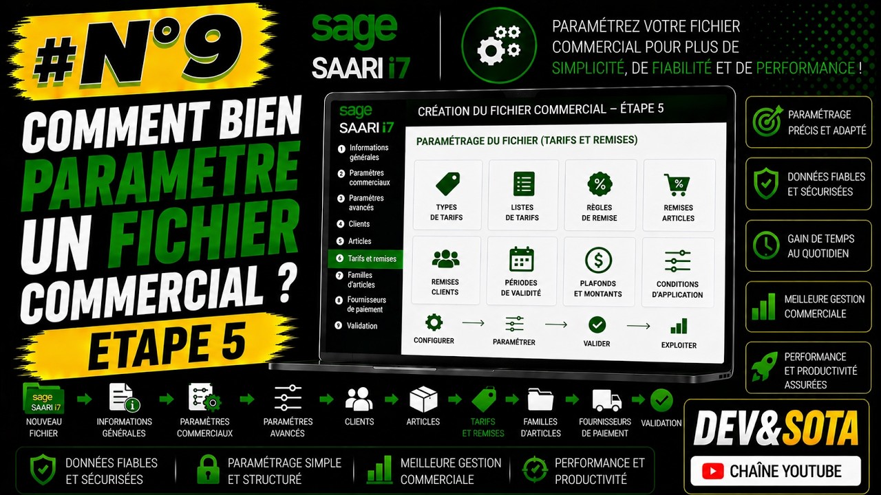 #N°9 : ETAPE 5 COMMENT PARAMETRE UN FICHIER COMMERCIAL ? #sage  #saari #comptabilité   #gescom