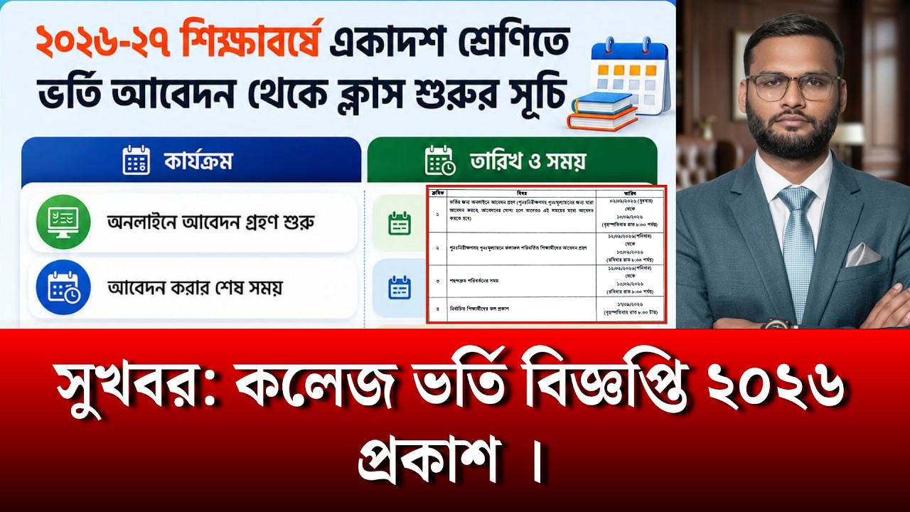 সুখবর: কলেজ ভর্তি বিজ্ঞপ্তি ২০২৬ প্রকাশ | college admission circular 2026