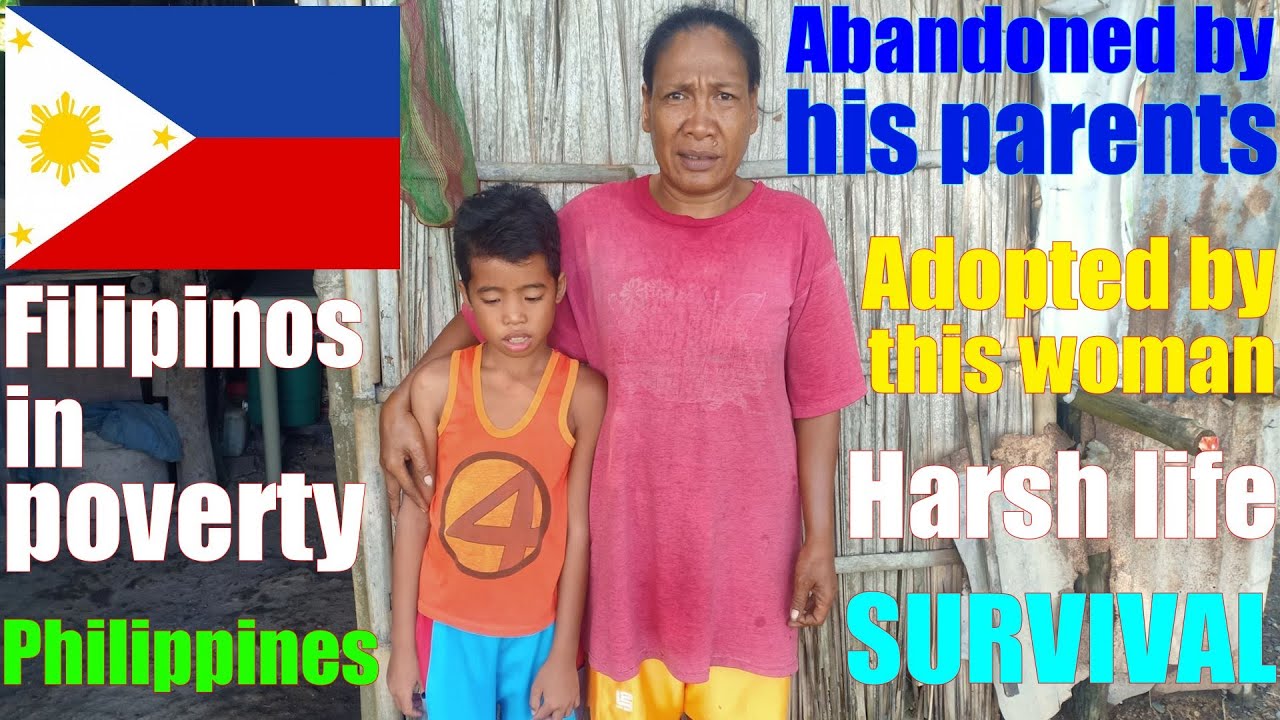 Giving Help to a Filipino Child Who Was Abandoned by His Parents. Poor Filipinos in the Philippines