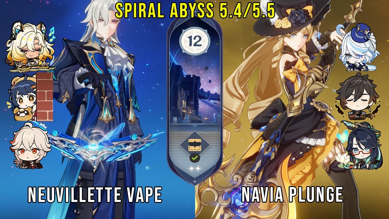 C0 Neuvillette Vape and C0 Navia Plunge | Genshin Impact Abyss 5.4 5.5 Floor 12 9 Stars