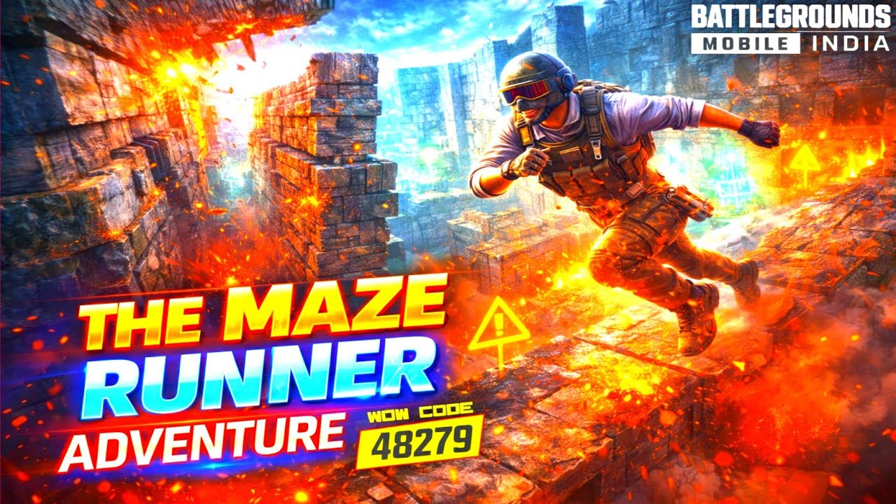 Bgmi wow mode code 48279 | the mazerunner adventure | parkour tricks😱😱