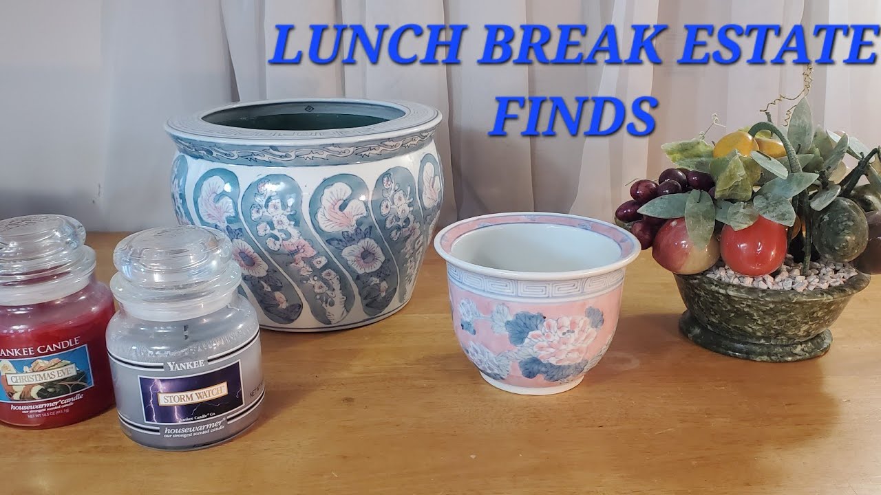 A few Estate Sale finds: Retired Yankee Candle worth MONEY, Flower Pots, Jade & Stone Fruit Basket