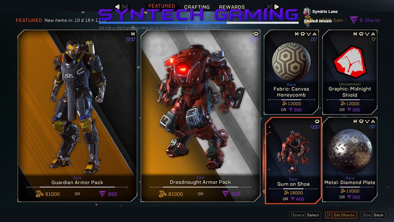 Anthem Micro transaction and shard Cost