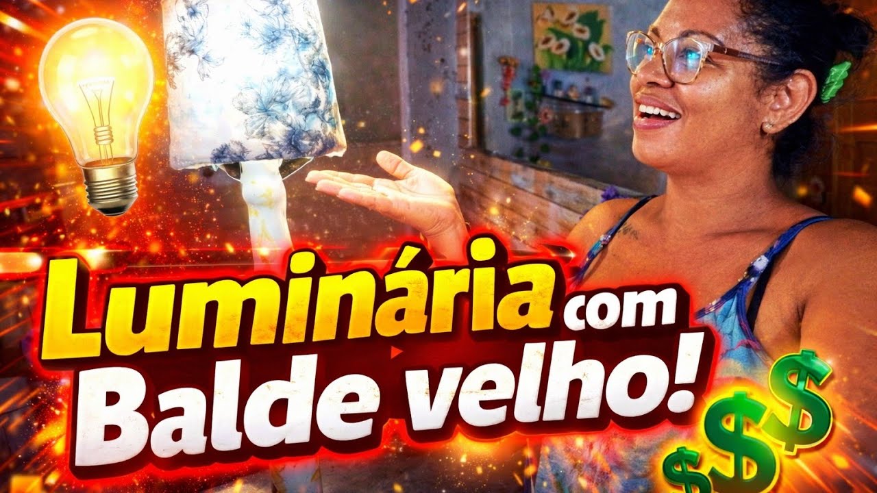 Como fazer abajur com balde que ia para o lixo#reciclagem 