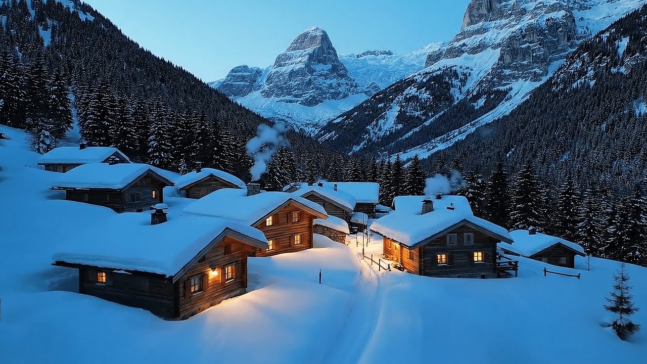 Cozy Winter Mountain Village | Relaxing Winter Fantasy Ambience for Sleep & Study