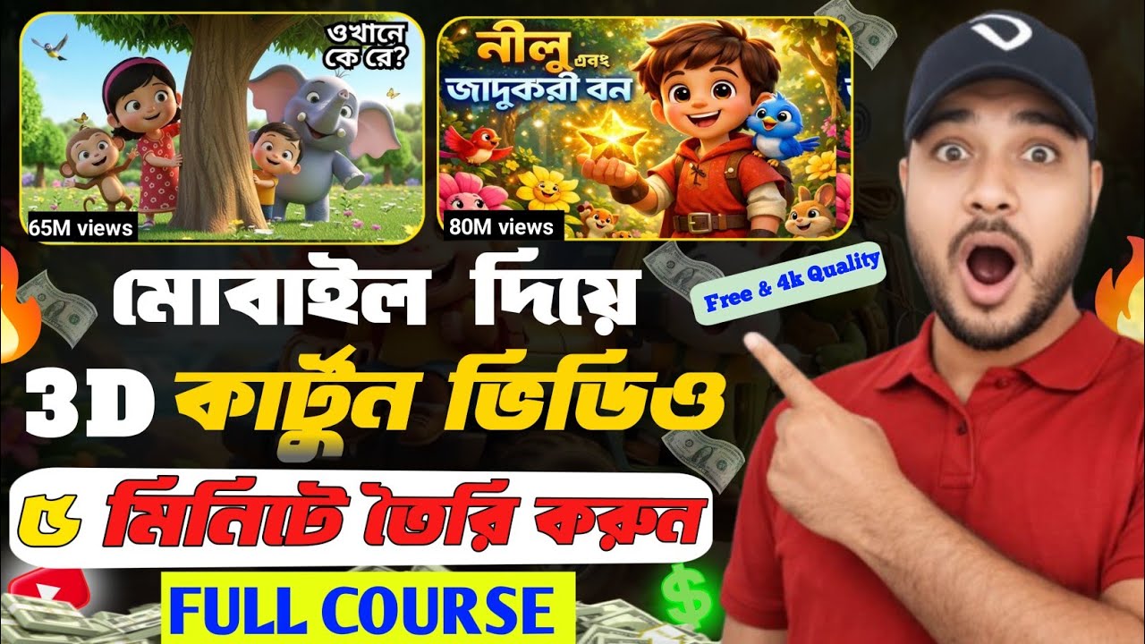 How To Create 3D Cartoon Video Using AI (Full Course) 🔥Ai Diye Long 3D Cartoon Video Kivabe Banabo 
