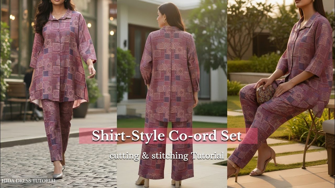 Trendy Co-ord Set Top/Shirt Cutting & Stitching || Front Open Cord Set Dress/Top Diy || Shirt Collar