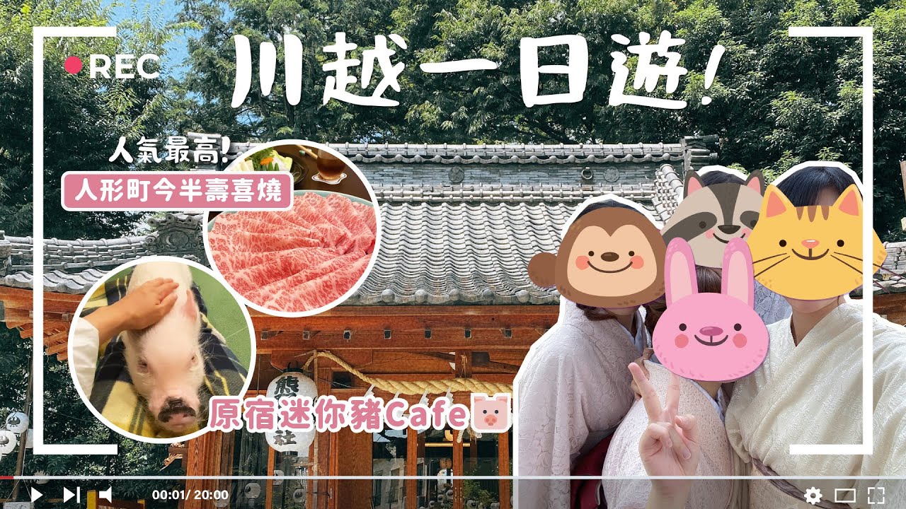 【2023日本Vlog#11】日本 #小江戶 川越一日遊 / 初試梨花和服（推介嗎？） / 川越一番街商店街 / 冰川神社 / 原宿迷你豬Cafe / 池袋人形町今半壽喜燒