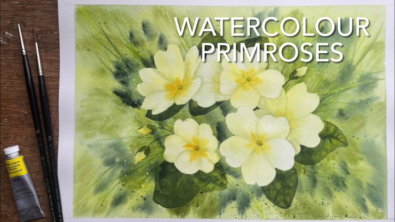 Beginners WATERCOLOR SPRING PRIMROSE PAINTING Loose Watercolour Flower Techniques Tutorial Landscape
