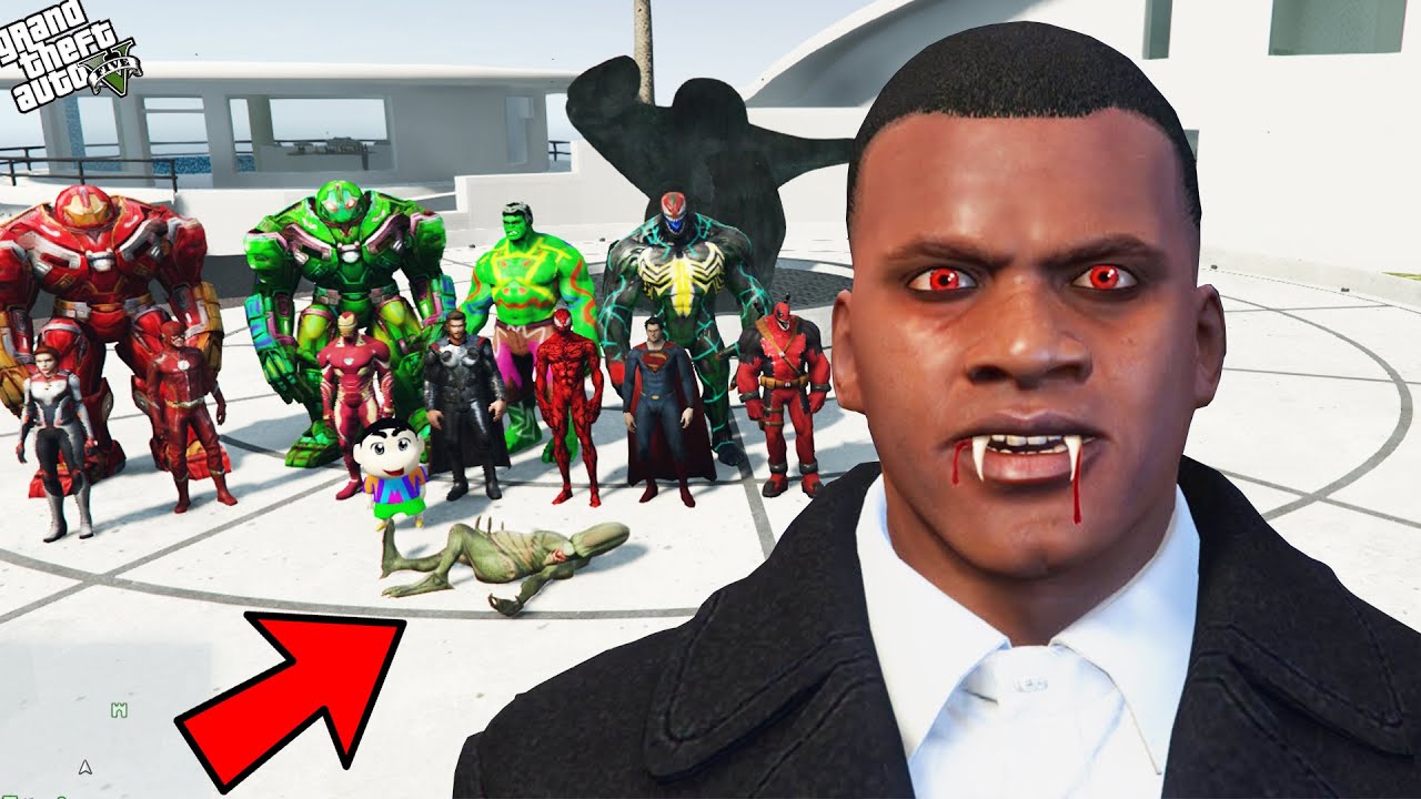 GTA 5 : SHINCHAN & Alien Killed By Devil Franklin With Avengers in GTA 5 ! | Techerz